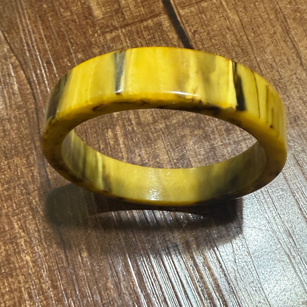 Yellow Marbled Resin Bangle Bracelet - Women Jewelry 70$